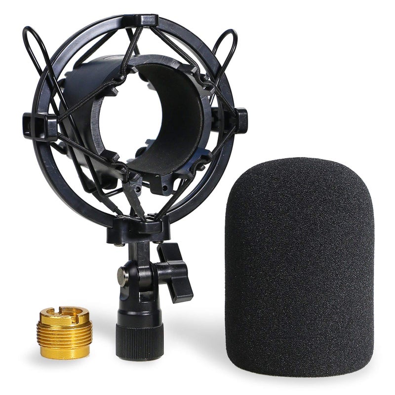 SUNMON AT2020 Shock Mount with Windscreen, Shock Mount Stand with Foam Pop Filter for Audio Technica AT2020 AT2035 AT4040 AT2020USB ATR2500x Condenser Micphone - Image 1